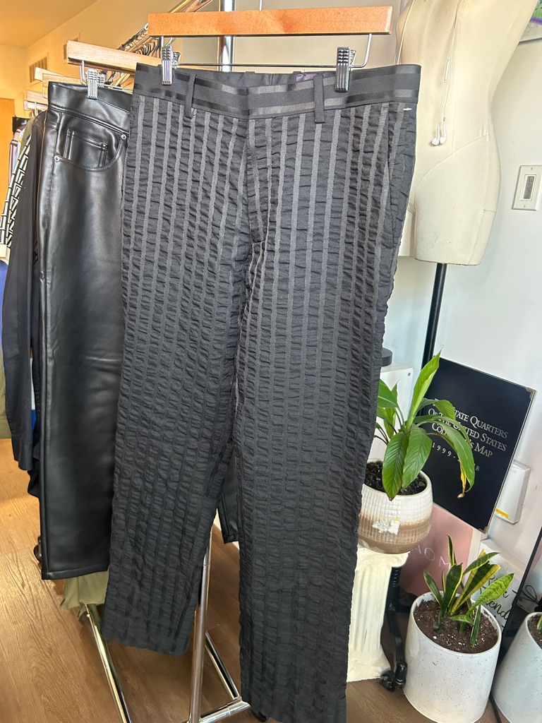 Zara Textured Black Stripe Trousers